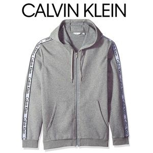 Calvin Klein Full-Zip Logo Hoodie (Gray, L)
